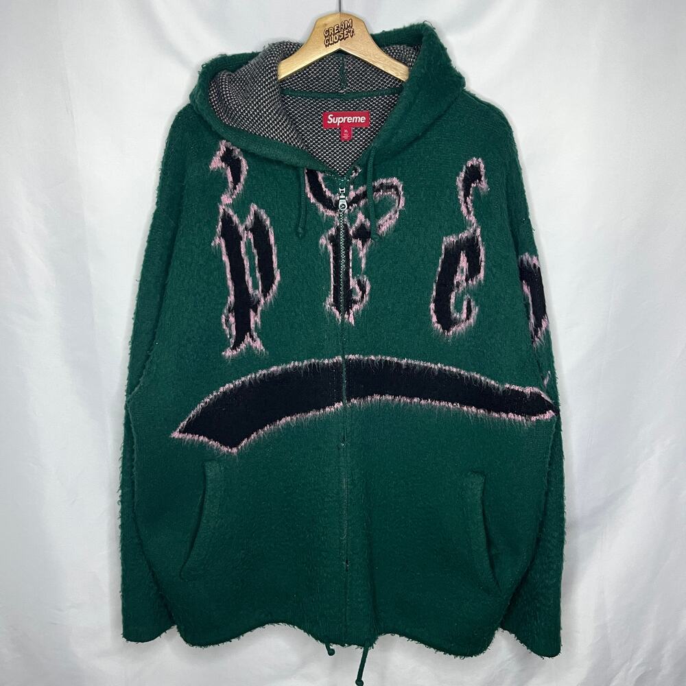 FW24 2024 Supreme NYC Accent Brushed Zip Up Hooded Sweater in Green XL